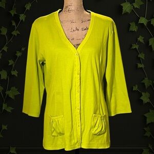 Melrose Lime Green Long Sleeve Buttoned Top XL